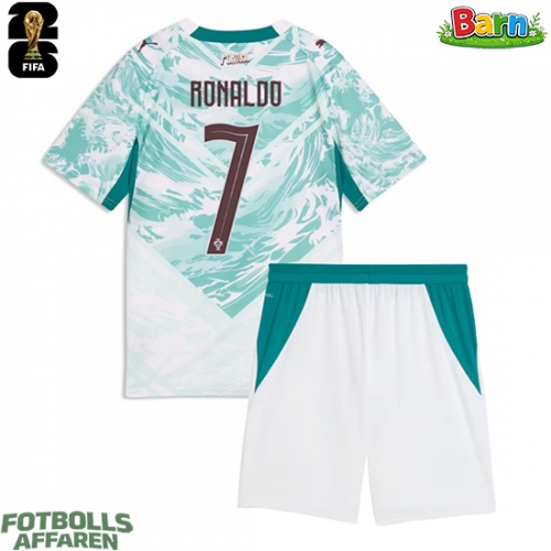 Portugal Cristiano Ronaldo #7 Bortaställ Barn VM 2026 Kortärmad (+ Korta byxor)